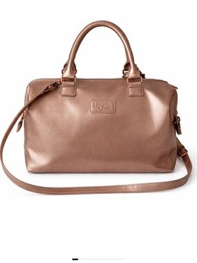 Lipault Miss Plume Small Carry-On Bowling Bag Pink Gold Leather structured bag